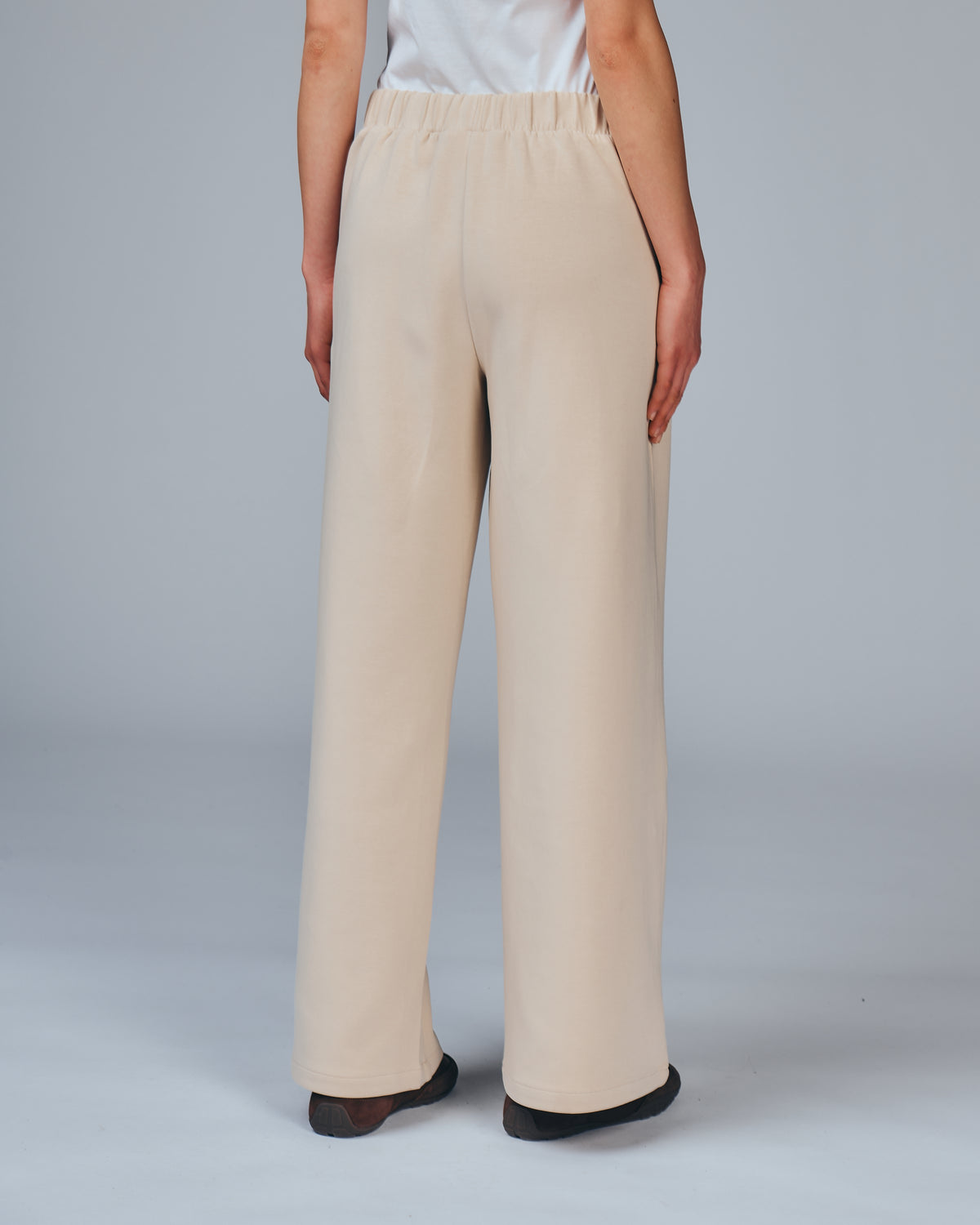 Wide-leg scuba trousers - beige