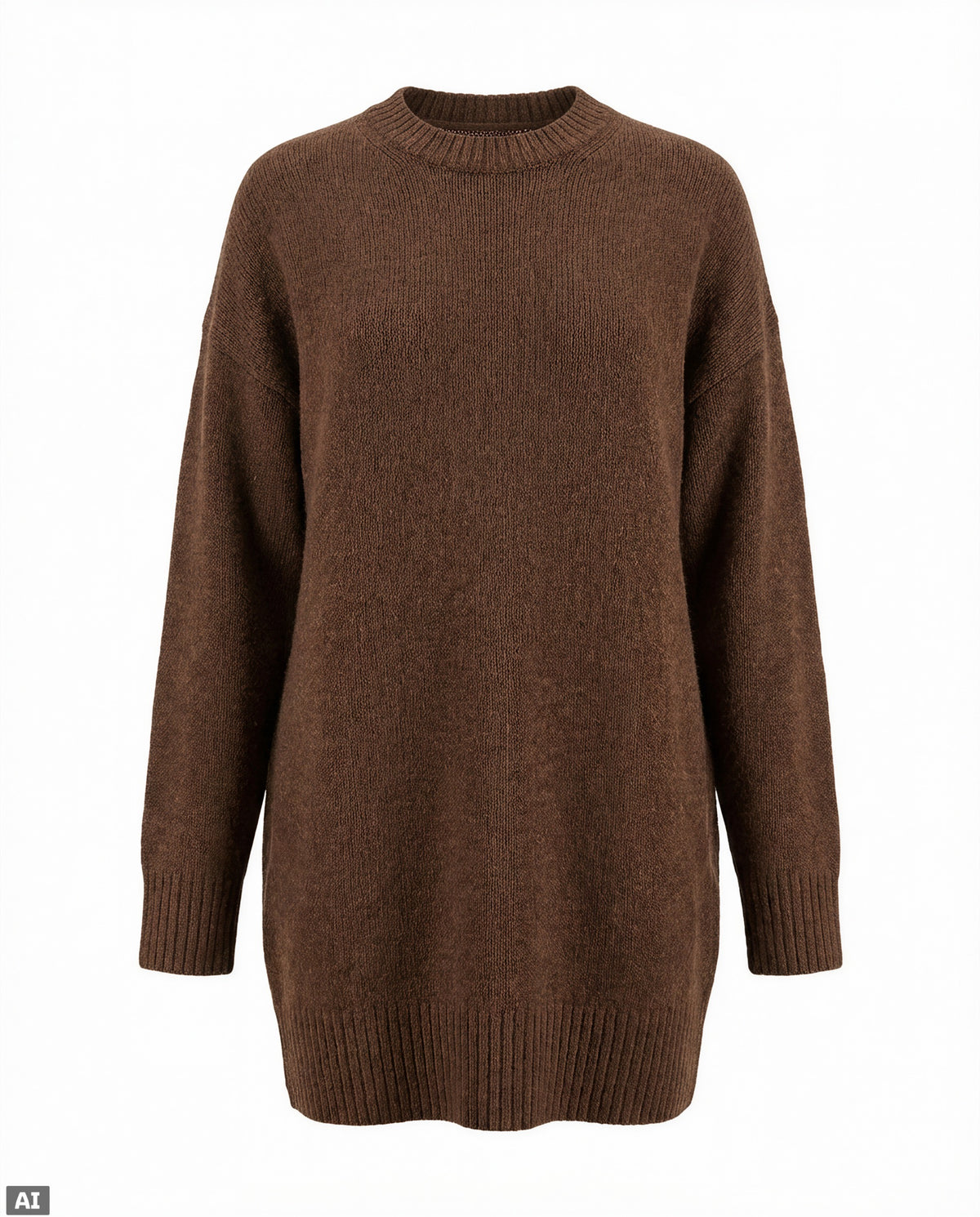 Knitted dress - Brown melange