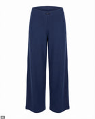 Wide-leg scuba trousers - Navy