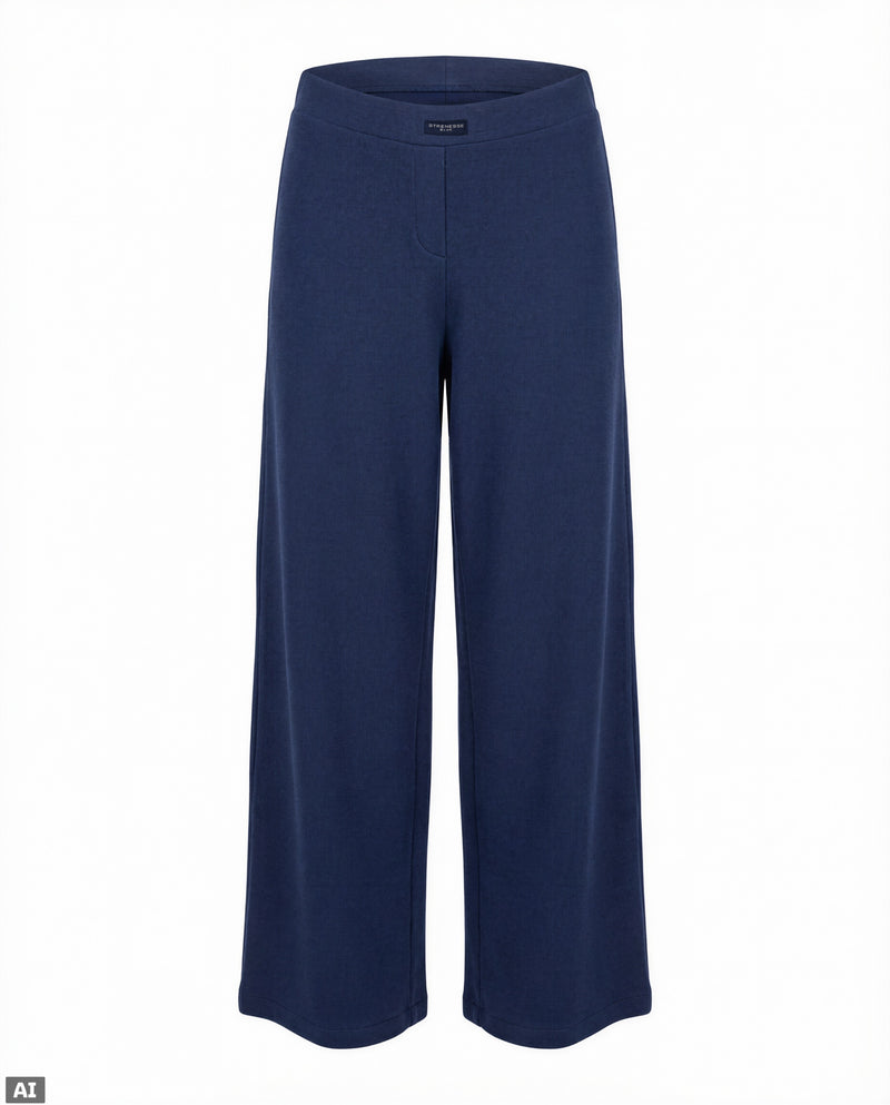 Wide-leg scuba trousers - Navy