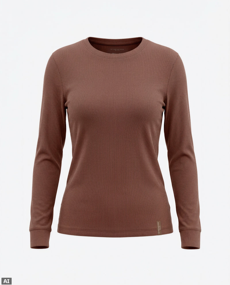 Long-sleeve viscose shirt - Brown