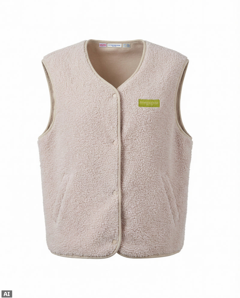 Sherpa fleece vest - beige