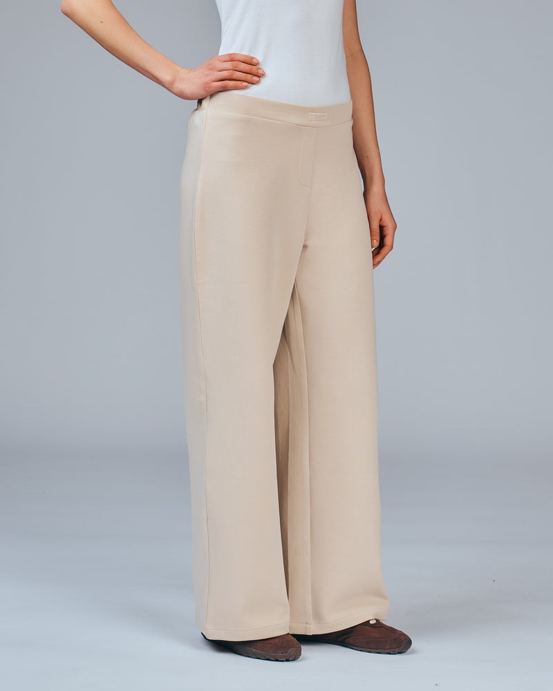 Wide-leg scuba trousers - beige
