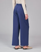 Wide-leg scuba trousers - Navy