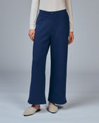Wide-leg scuba trousers - Navy