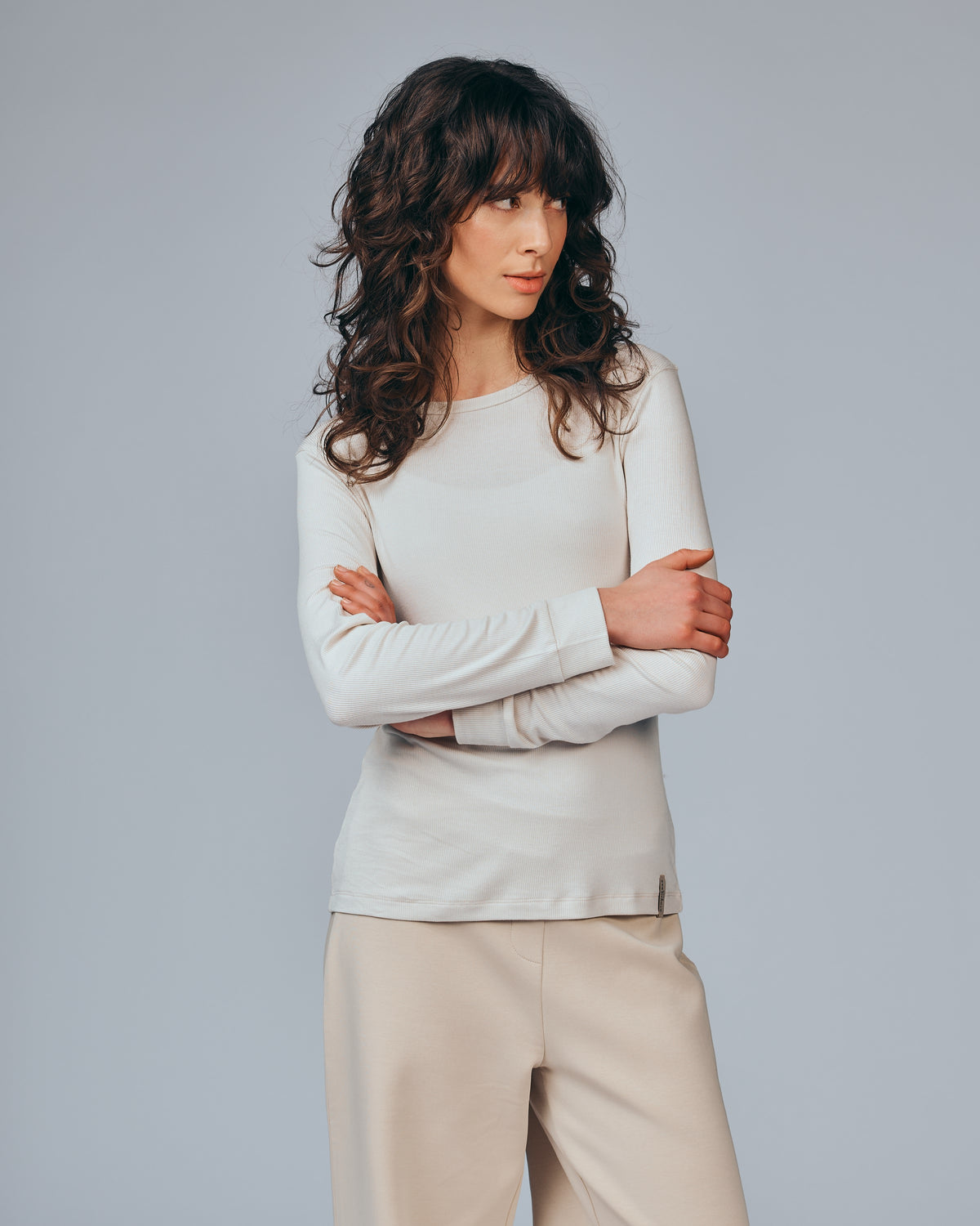 Viscose long-sleeve shirt - beige