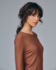 Long-sleeve viscose shirt - Brown