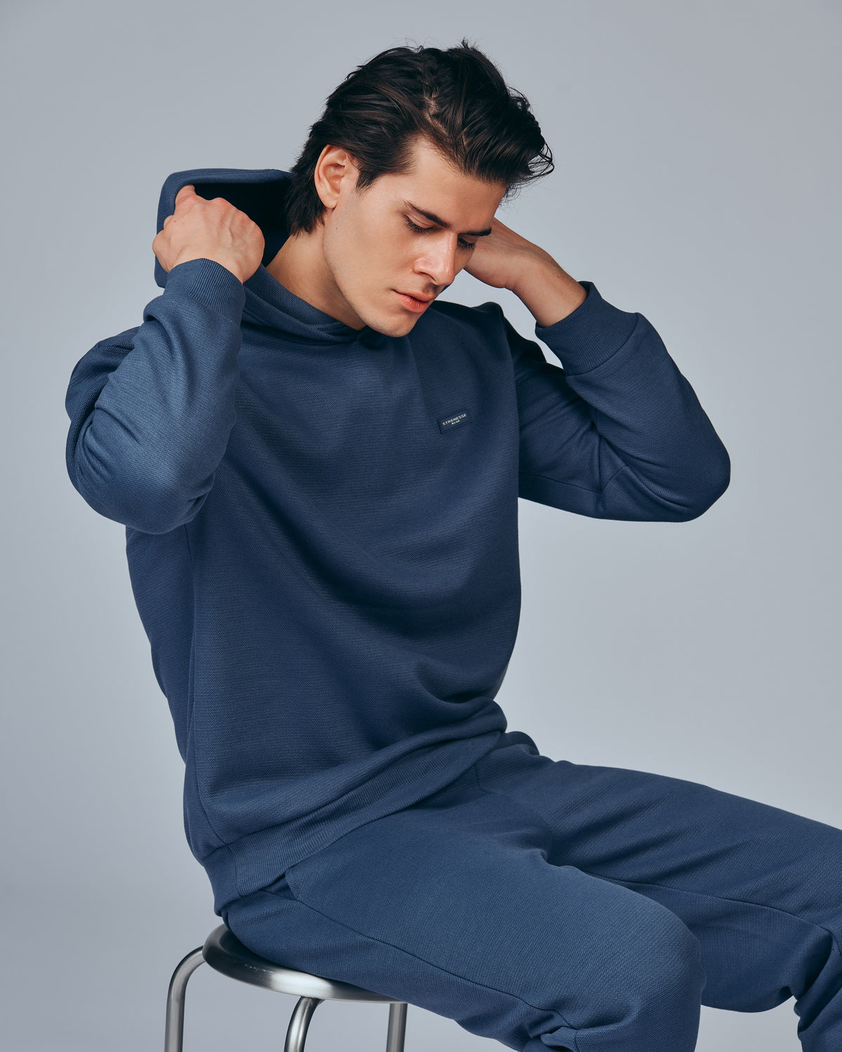 Sweatpullover Piqué - Blau