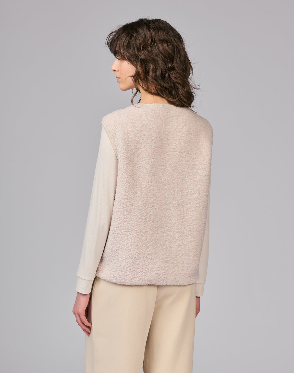 Sherpa fleece vest - beige