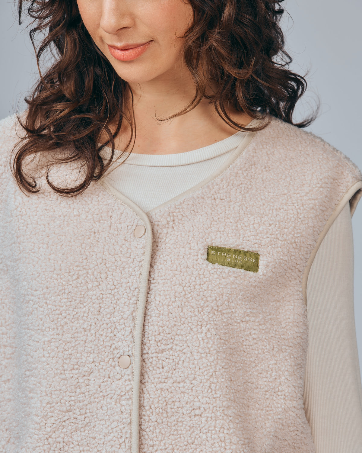 Sherpa fleece vest - beige