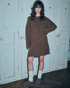 Knitted dress - Brown melange